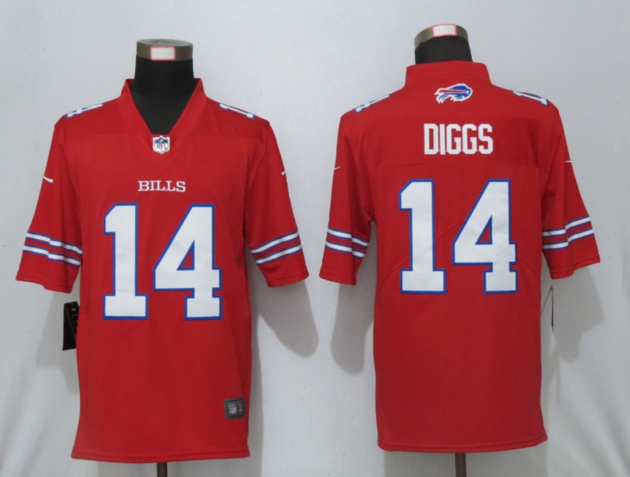 Men New Nike Buffalo Bills #14 Diggs Navy Red Color Rush Limited Jersey->new england patriots->NFL Jersey
